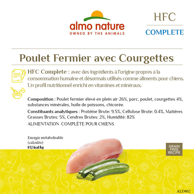 Almo Nature - P&acirc;t&eacute;e en Barquette HFC Poulet Courgette pour Chiens - 85g Image num&eacute;ro 2