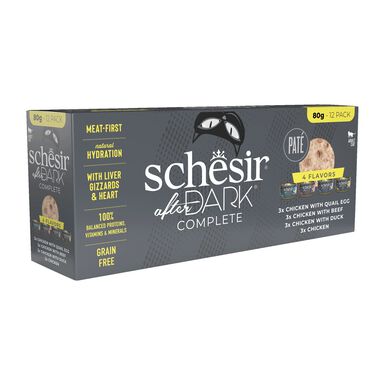 Schesir - Coffret After Dark Patée Pack 4 Variétés - 12x80g