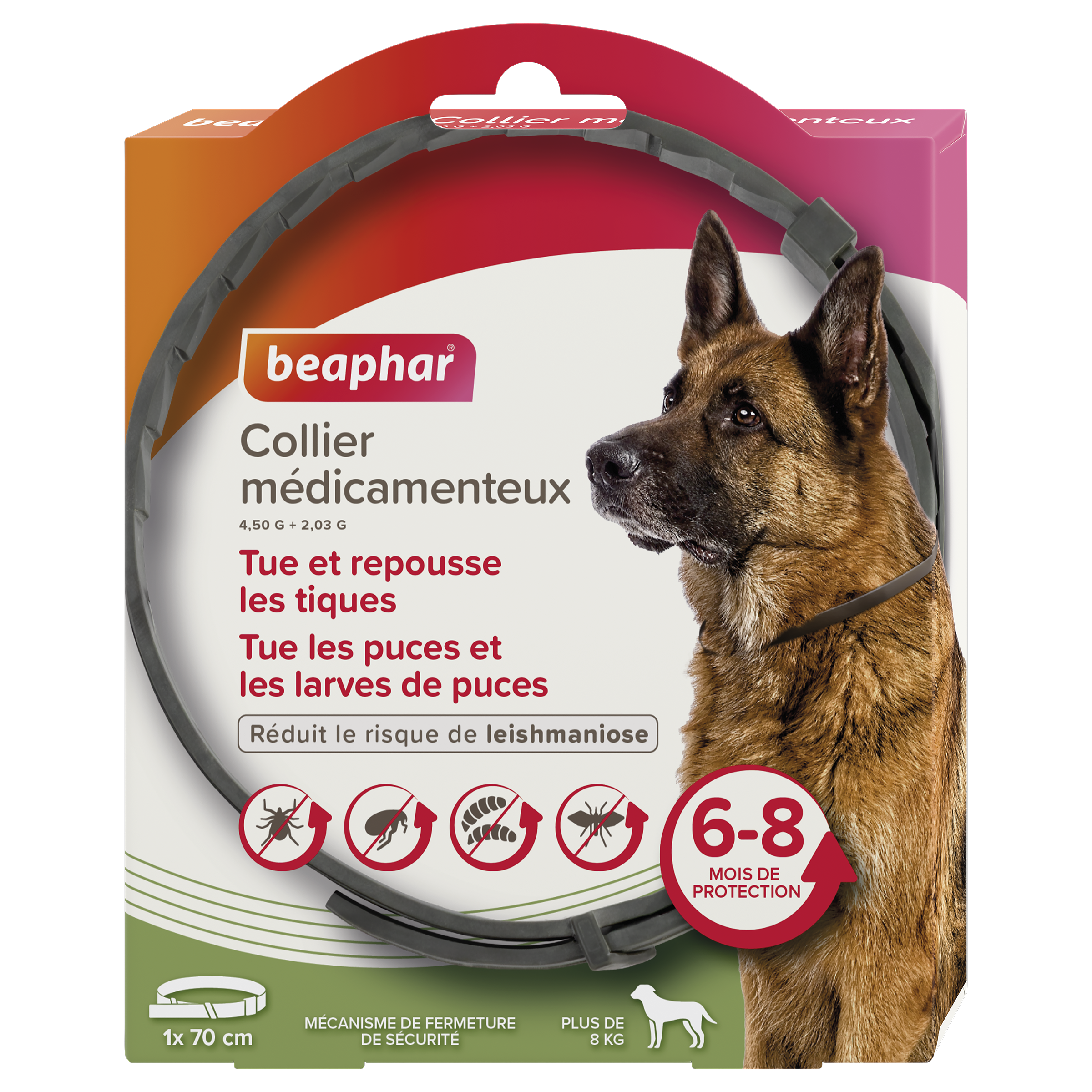 Beaphar - Collier M&eacute;dicamenteux 4,50 g + 2,03g pour Grands Chiens - 70cm Image num&eacute;ro 1