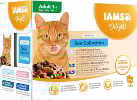 Iams -  Boite Sachets Humides Delights Mer "Sea Collection" en Sauce pour Chats - 12x85g