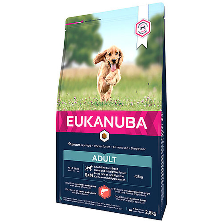 Eukanuba -  Croquettes Chien Adulte Pour Petite et Moyenne Race Saumon&Orge 2,5kg Image numéro 1 Eukanuba -  Croquettes Chien Adulte Pour Petite et Moyenne Race Saumon&Orge 2,5kg Image numéro 1