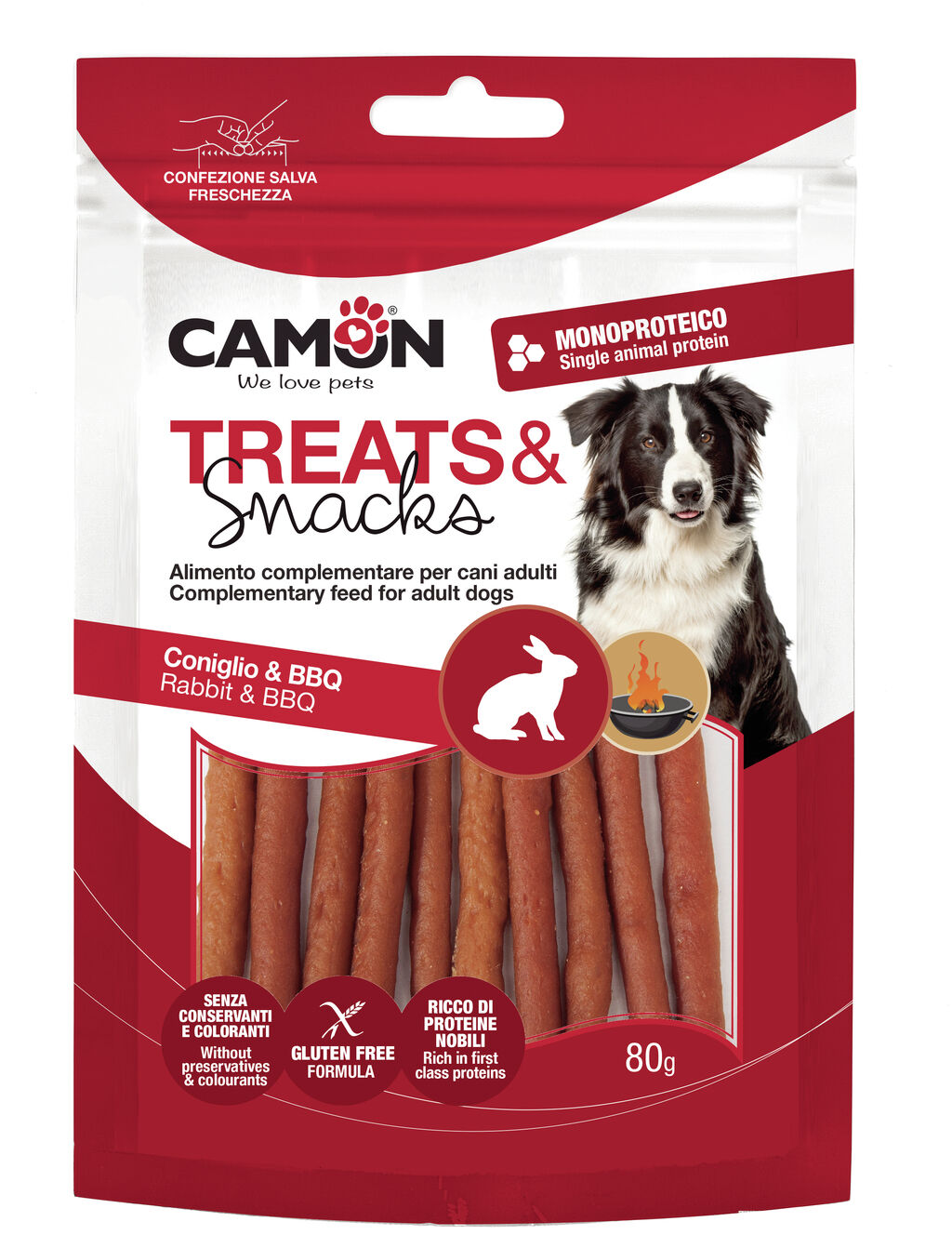 Camon - B&acirc;tonnets Treats & Snacks Rabbit & BBQ pour Chiens - 80g Image num&eacute;ro 1