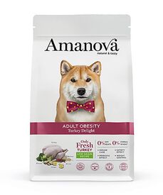 Amanova - Croquettes Adult Obisity à la Dinde pour Chiens - 10Kg