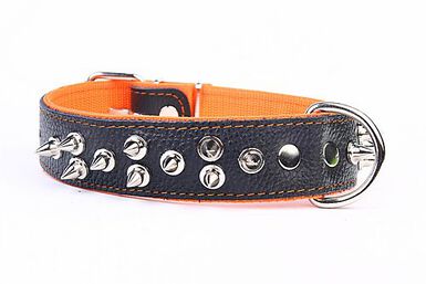 Yogipet - Collier Large Cuir Pointe pour Chien Orange