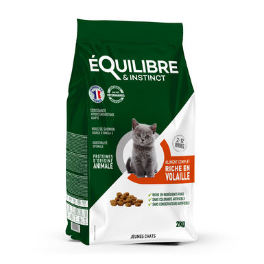 Equilibre & Instinct - Croquettes pour Jeunes Chats Riche en Volaille - 2Kg