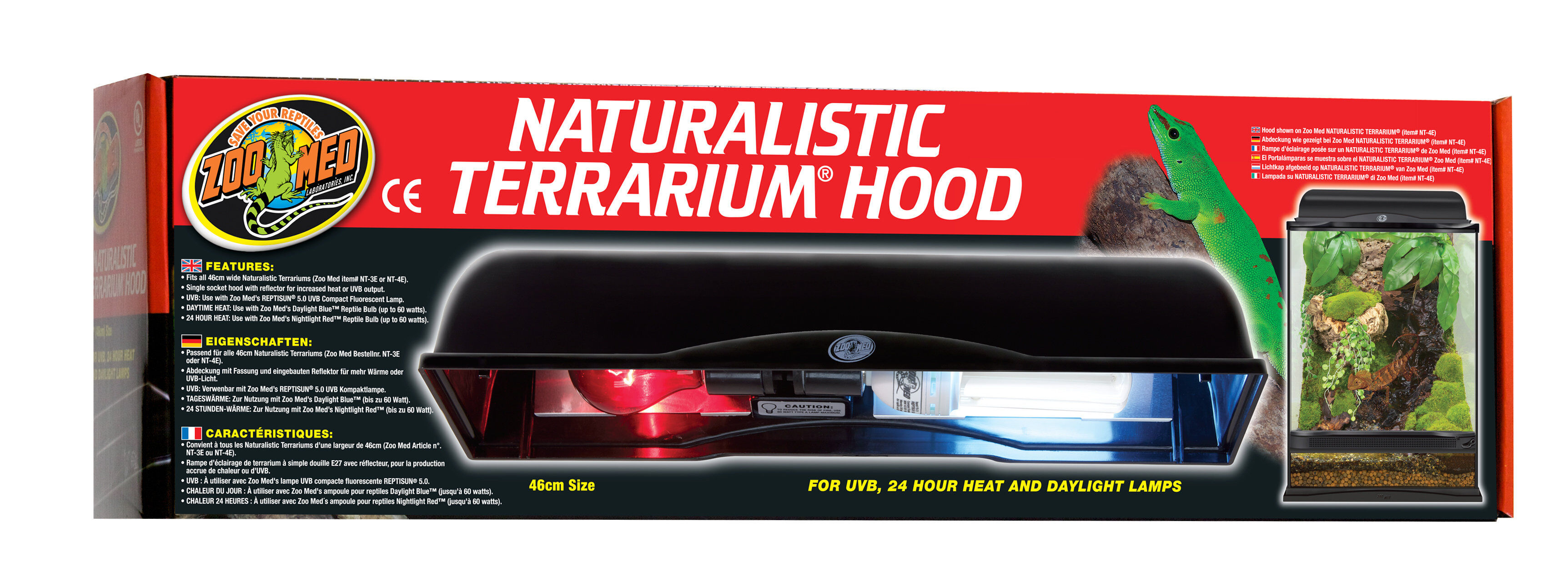 Zoomed - Rampe D'&eacute;clairage pour Terrarium Avec Reflecteur Sans Ampoule - 2x60 W Image num&eacute;ro 1