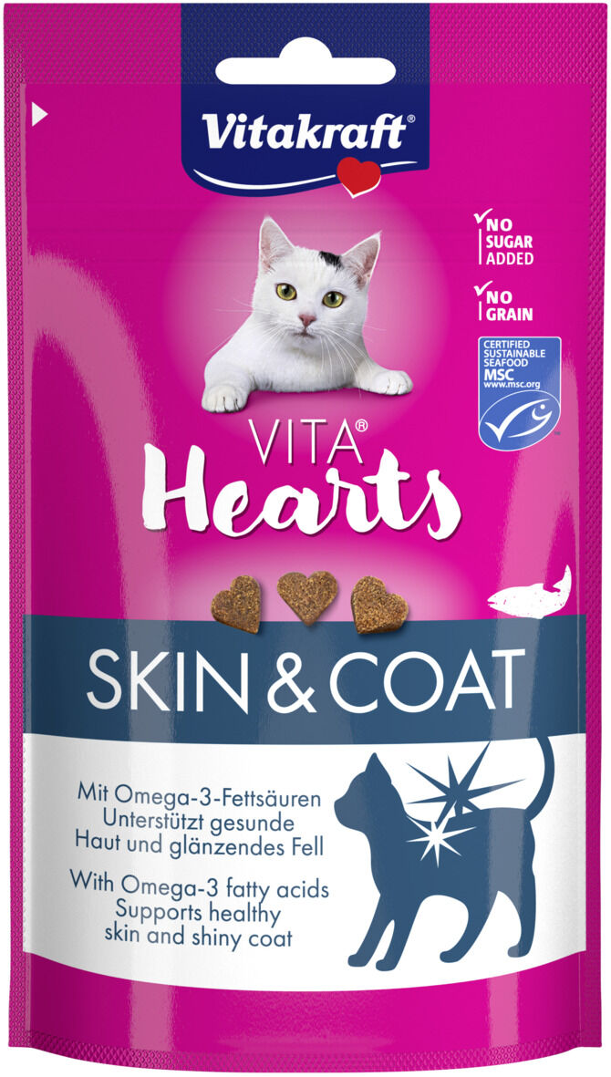 Vitakraft - Friandises Hearts Poisson Beaut&eacute; du Poil pour Chats - 40g Image num&eacute;ro 1