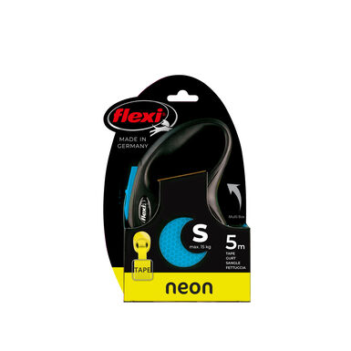 Flexi - Laisse Enrouleur Neon Sangle Bleu - S/5m