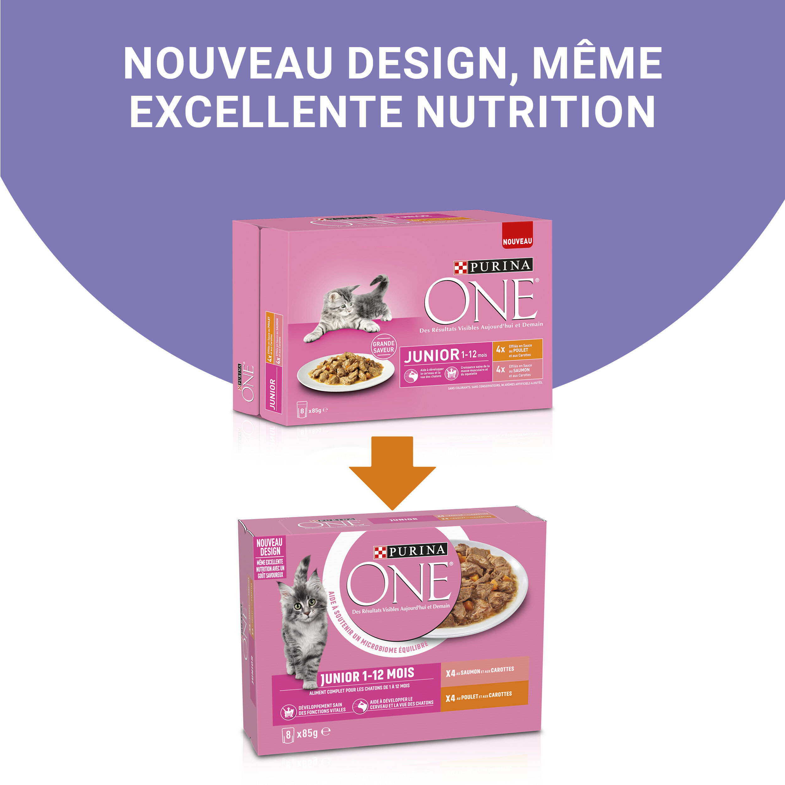 PURINA ONE - Sachets Fra&icirc;cheurs en Sauce Saumon et Poulet pour Chatons - 8x85g Image num&eacute;ro 5