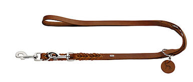 Hunter - Laisse Solid Education en Cuir de Bœuf Cognac