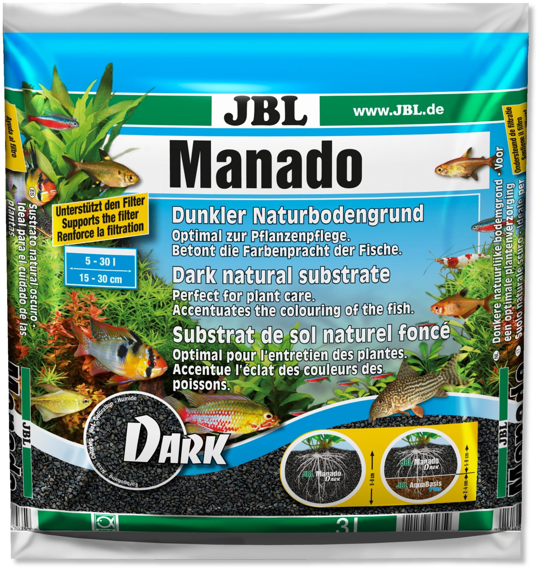 JBL - Substrat de Sol Naturel Manado Noir pour Aquarium - 3L Image num&eacute;ro 1