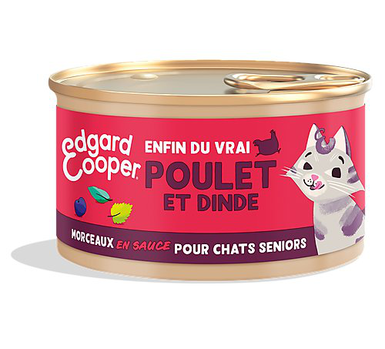 Edgard & Cooper - Pâtée Morceaux en Sauce Dinde et Poulet pour Chat Senior - 85g