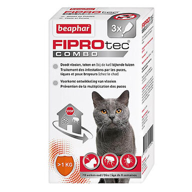 Beaphar - Pipettes Anti-tiques Fiprotec Combo pour Chat - x3