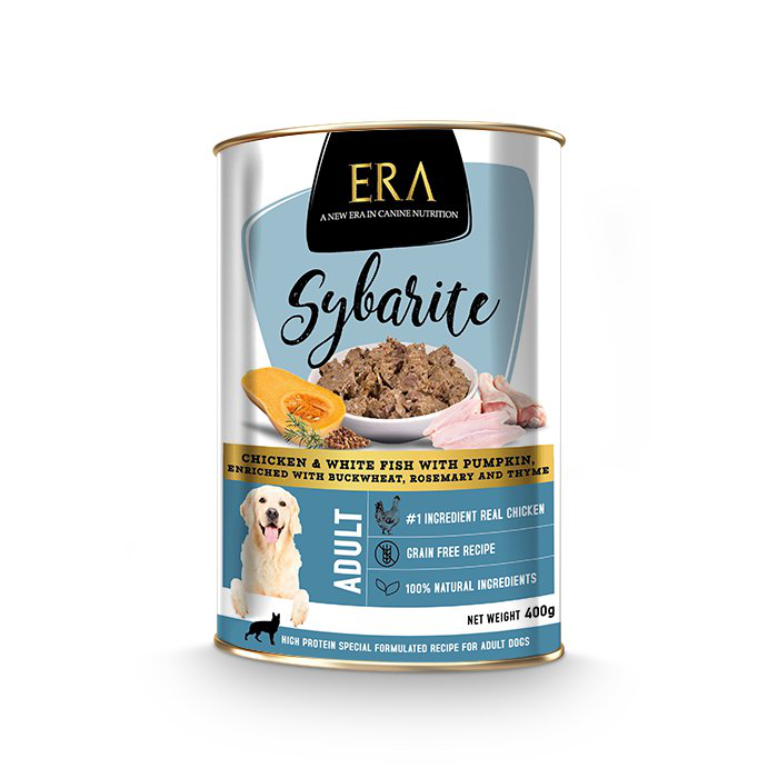 Era - P&acirc;t&eacute;e Sybarite Poulet Poissons et Citrouille pour Chiens - 400g Image num&eacute;ro 1