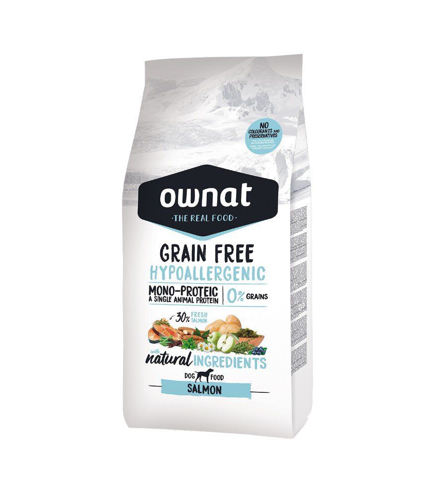 Ownat - Croquettes Grain Free Hypoallergenic Saumon pour Chiens - 3Kg Image num&eacute;ro 1