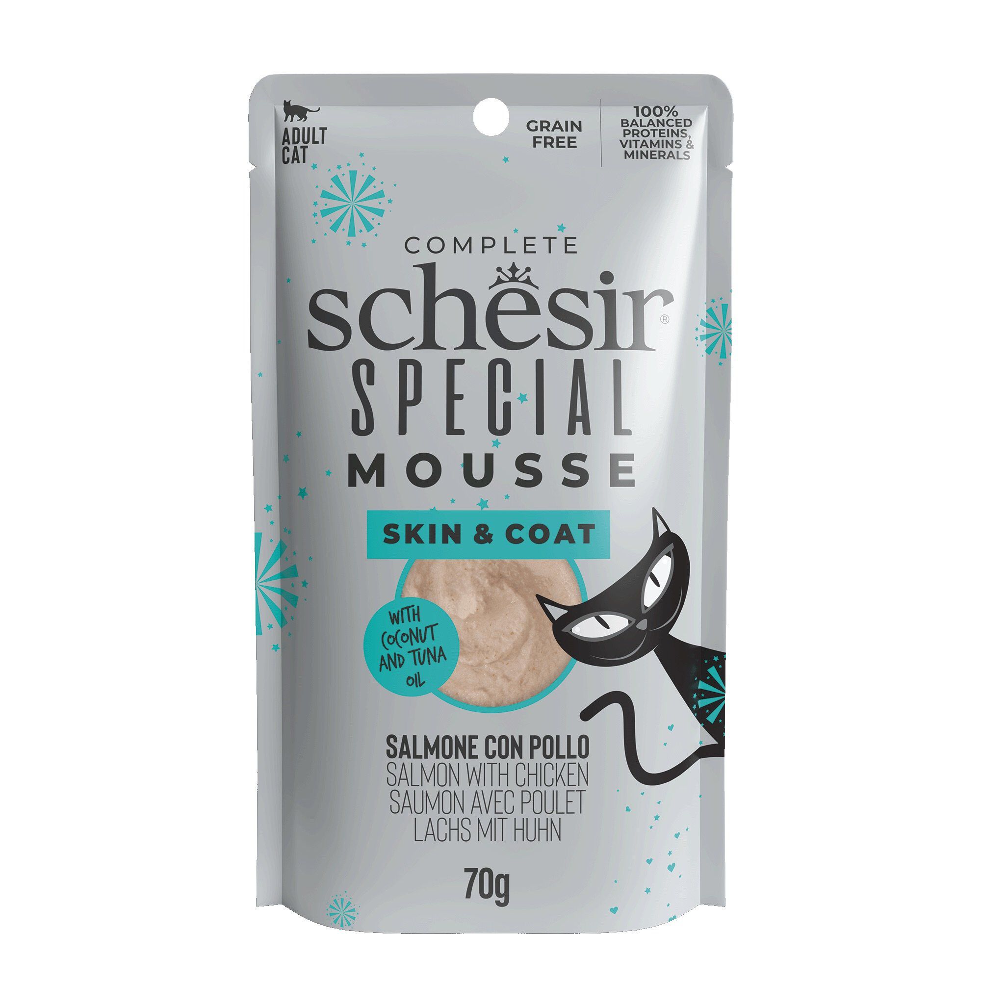 Schesir - Sachet Special Mousse Pelage Au Saumon Et Poulet Pour Chats - 70g Image num&eacute;ro 1