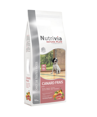 Nutrivia Nature Plus - Croquettes Naturelles au Canard Frais pour Chiot de Toutes Races