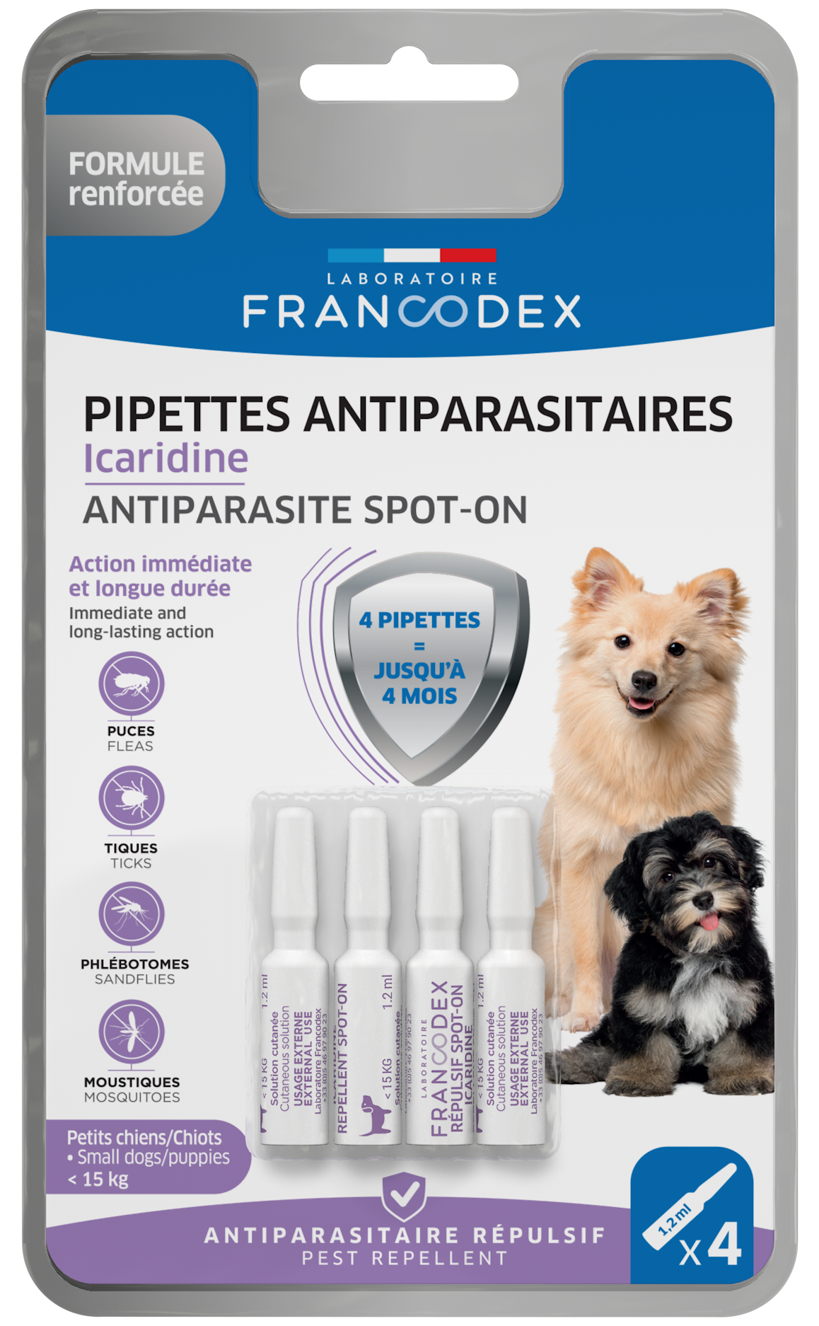 Francodex - Pipettes Antiparasitaires Icardine pour Chiots - x4 Image num&eacute;ro 1