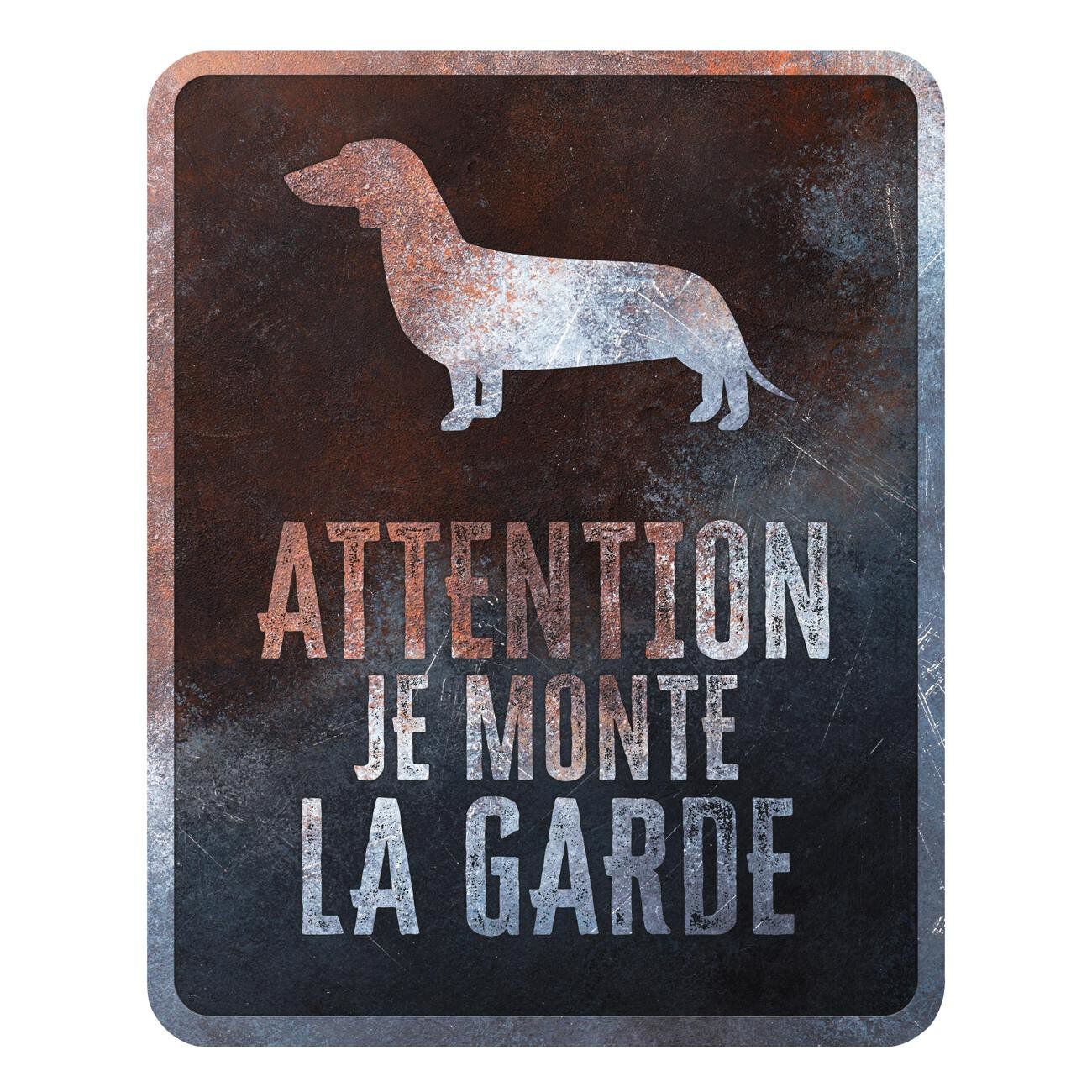 D&D - Panneau d'avertissement Dachshund Fran&ccedil;ais - 25x20x03cm Multicolore Image num&eacute;ro 1