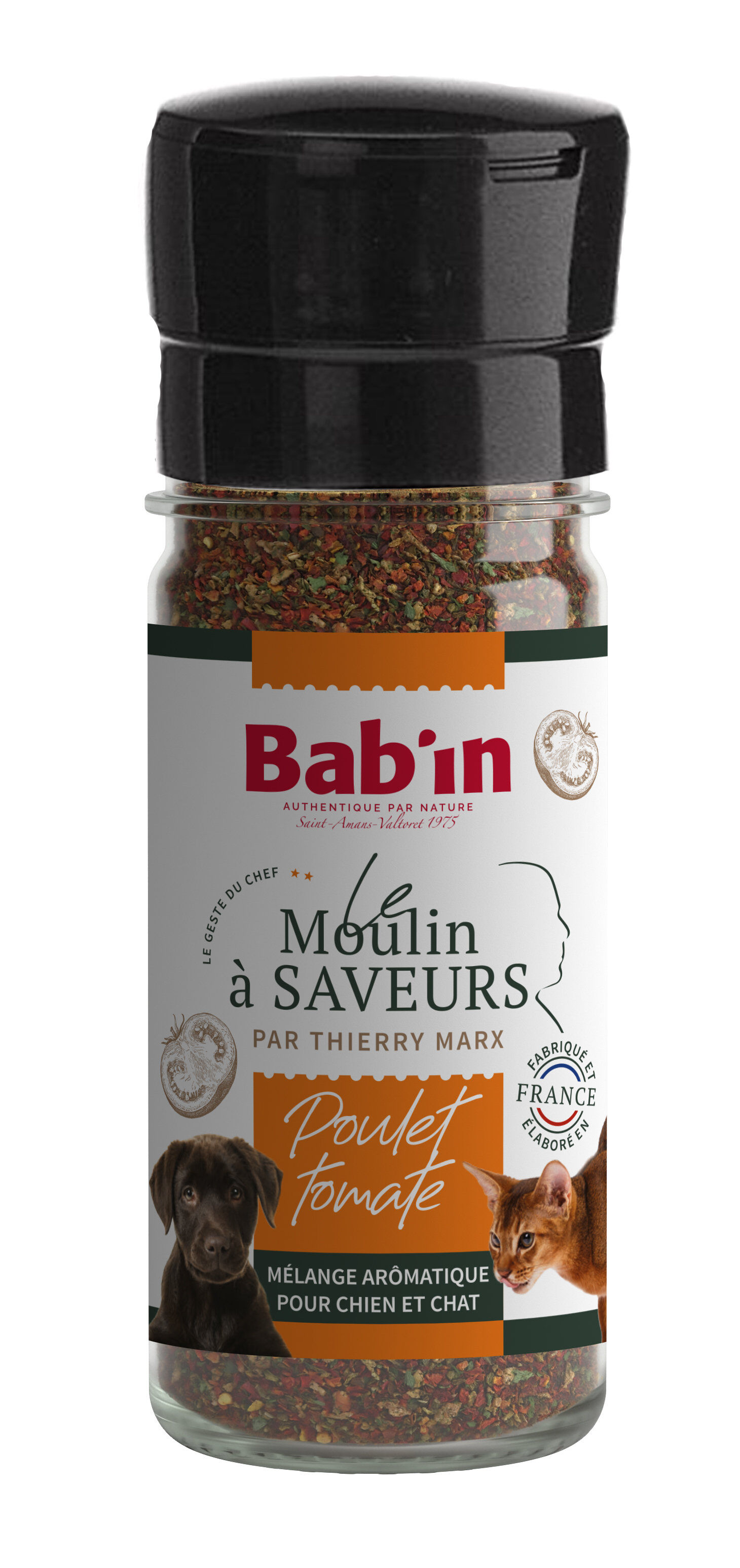Bab'in - Moulin &agrave; Saveurs M&eacute;lange Aromatique Poulet & Tomate pour Chiens et Chats - 45g Image num&eacute;ro 1