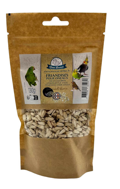 Gasco - Sachet Friandises Tournesol Blanc pour Oiseaux - 130g Image numéro 1 Gasco - Sachet Friandises Tournesol Blanc pour Oiseaux - 130g Image numéro 1