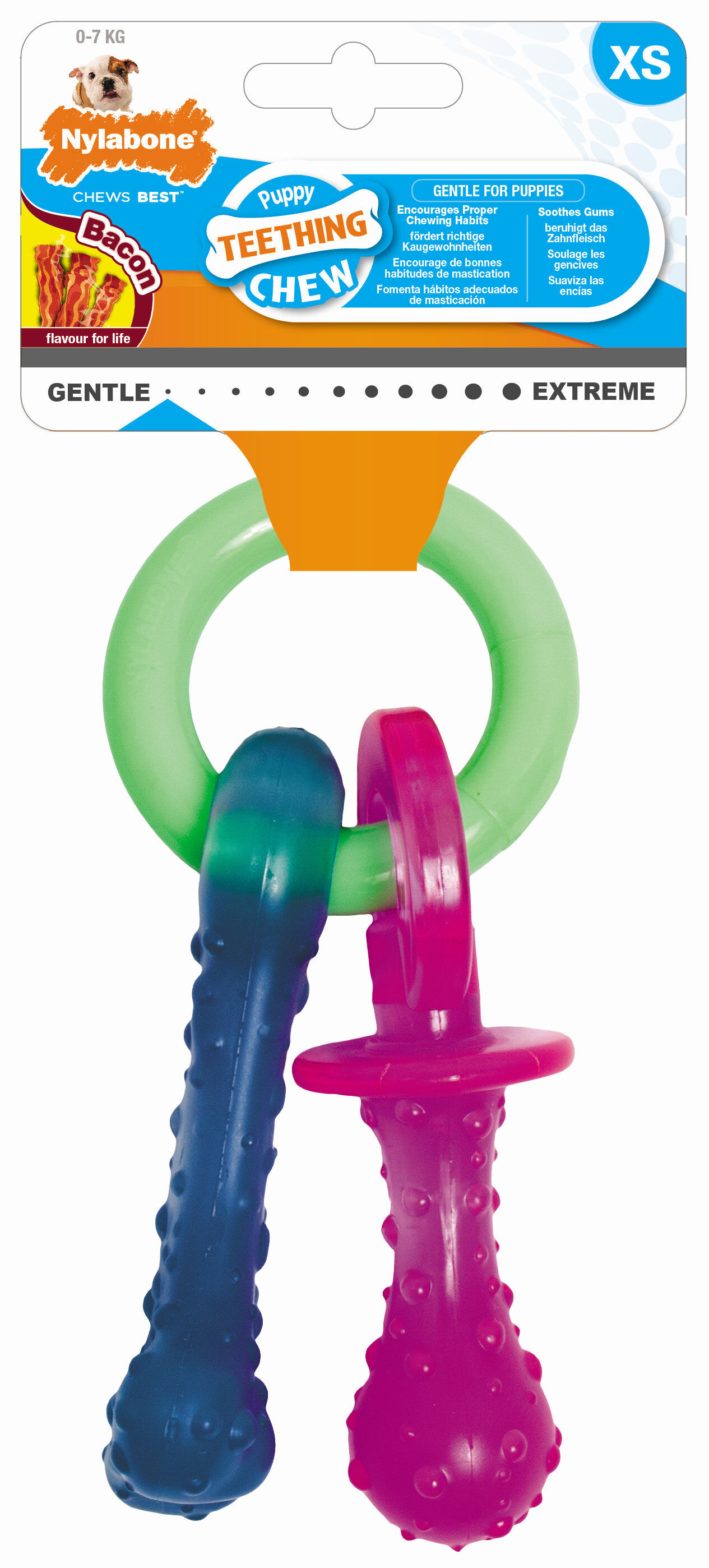 Nylabone - Jouet Puppy T&eacute;tine Pacifier au Bacon pour Chiots - XS Image num&eacute;ro 1