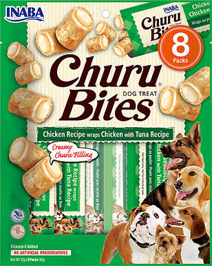 Inaba - Friandises Churu Bites Recette au Poulet et Thon pour Chiens - 8x12g