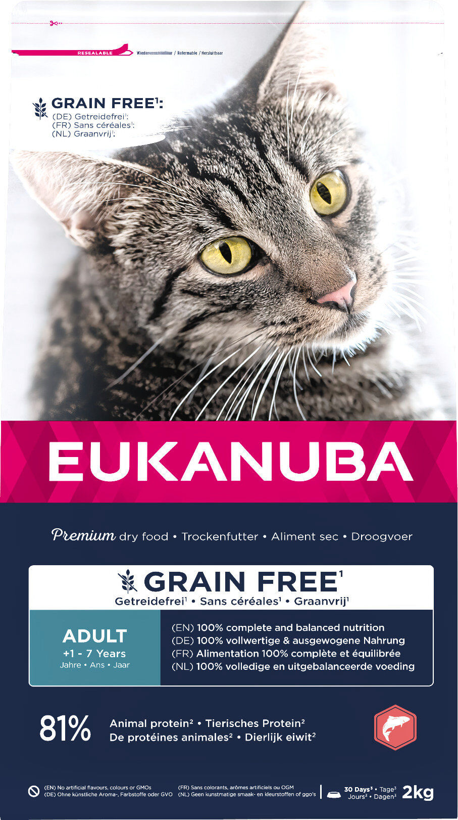 Eukanuba - Croquettes Adulte Sans C&eacute;r&eacute;ales au Saumon pour Chats - 2kg Image num&eacute;ro 1