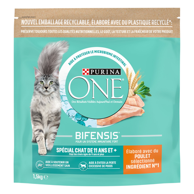 Purina One - Croquettes au Poulet et Céréales pour Chat Senior 11+ - 1,5Kg