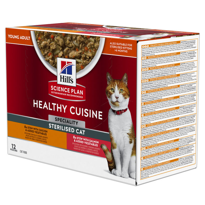 Hill’s Science Plan Healthy Cuisine Mijoté Pour Chat Adulte Stérilisé Au Poulet Et Légumes  - 12x80g Image numéro 1 Hill’s Science Plan Healthy Cuisine Mijoté Pour Chat Adulte Stérilisé Au Poulet Et Légumes  - 12x80g Image numéro 1