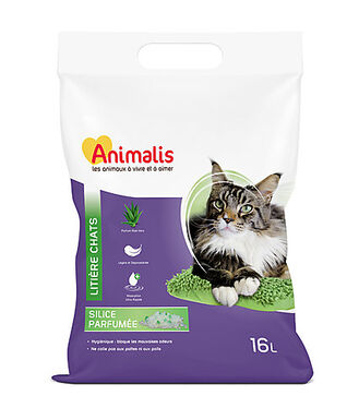 Animalis - Litière Silice Parfumée Aloe Vera pour Chat - 16L