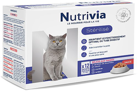 Nutrivia - Sachets en Sauce à la Viande pour Chats Adultes Stérilisés - 12x100g