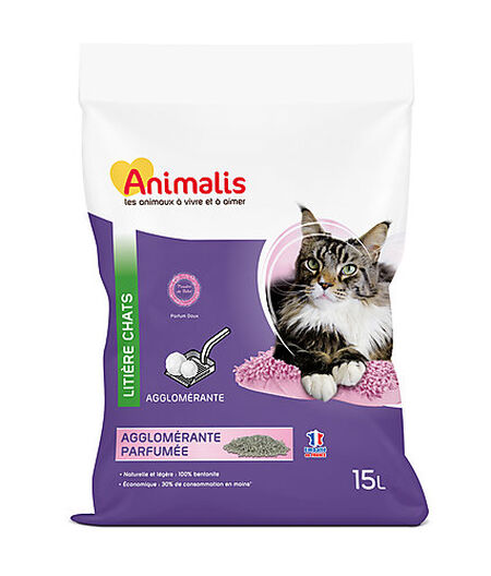 Animalis - Litière Agglomérante Parfumée Poudre de Bébé pour Chat - 15L image number null