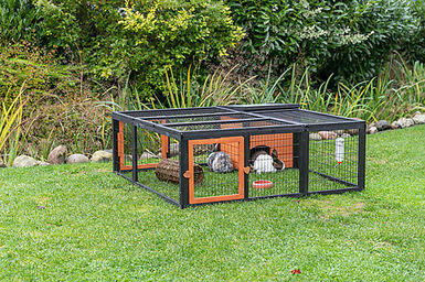 Trixie - natura enclos avec couverture en bois noir/brun - 150x53x150cm