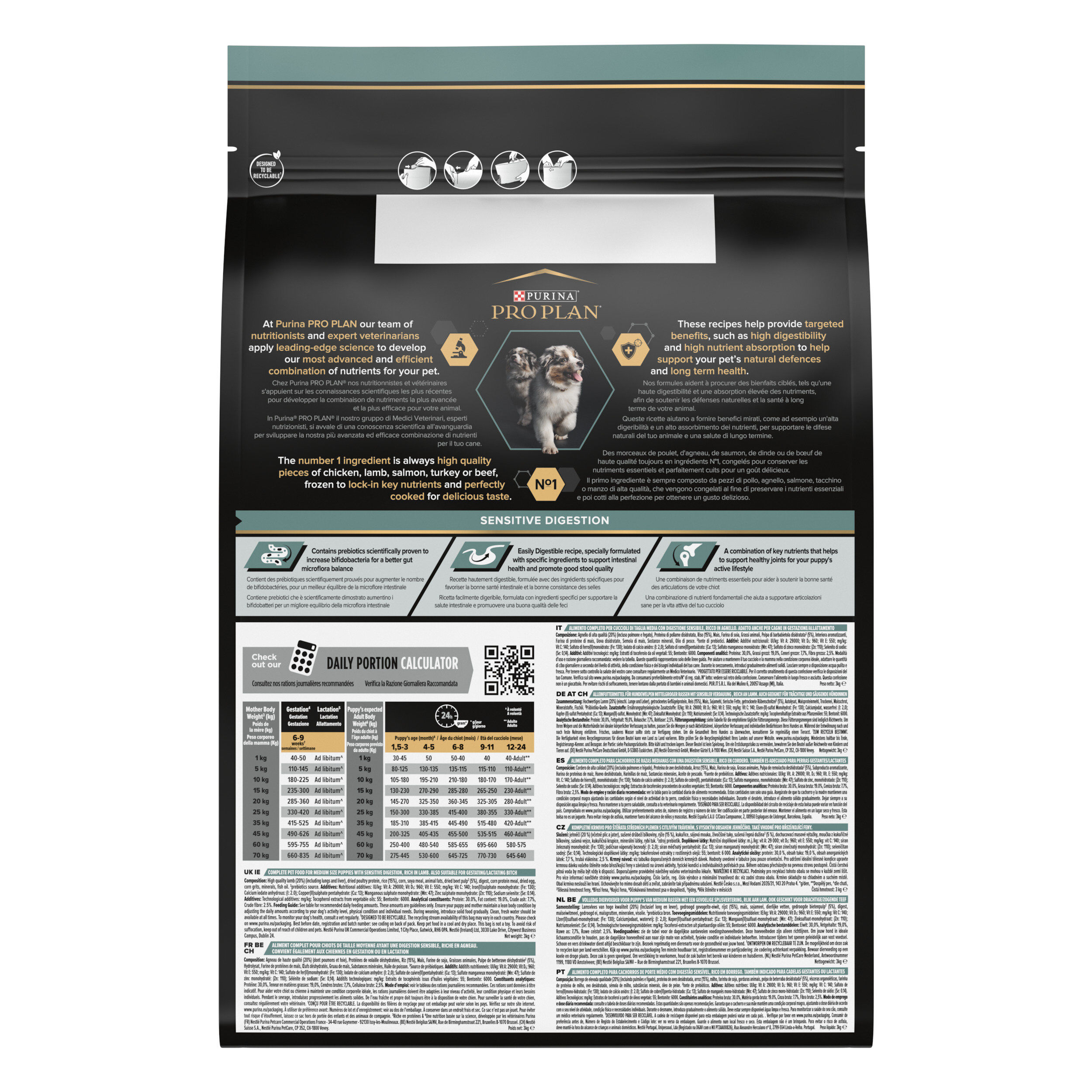 Pro Plan - Croquettes Medium Puppy Sensitive Digestion &agrave; l' Agneau pour Chiot - 3Kg Image num&eacute;ro 6