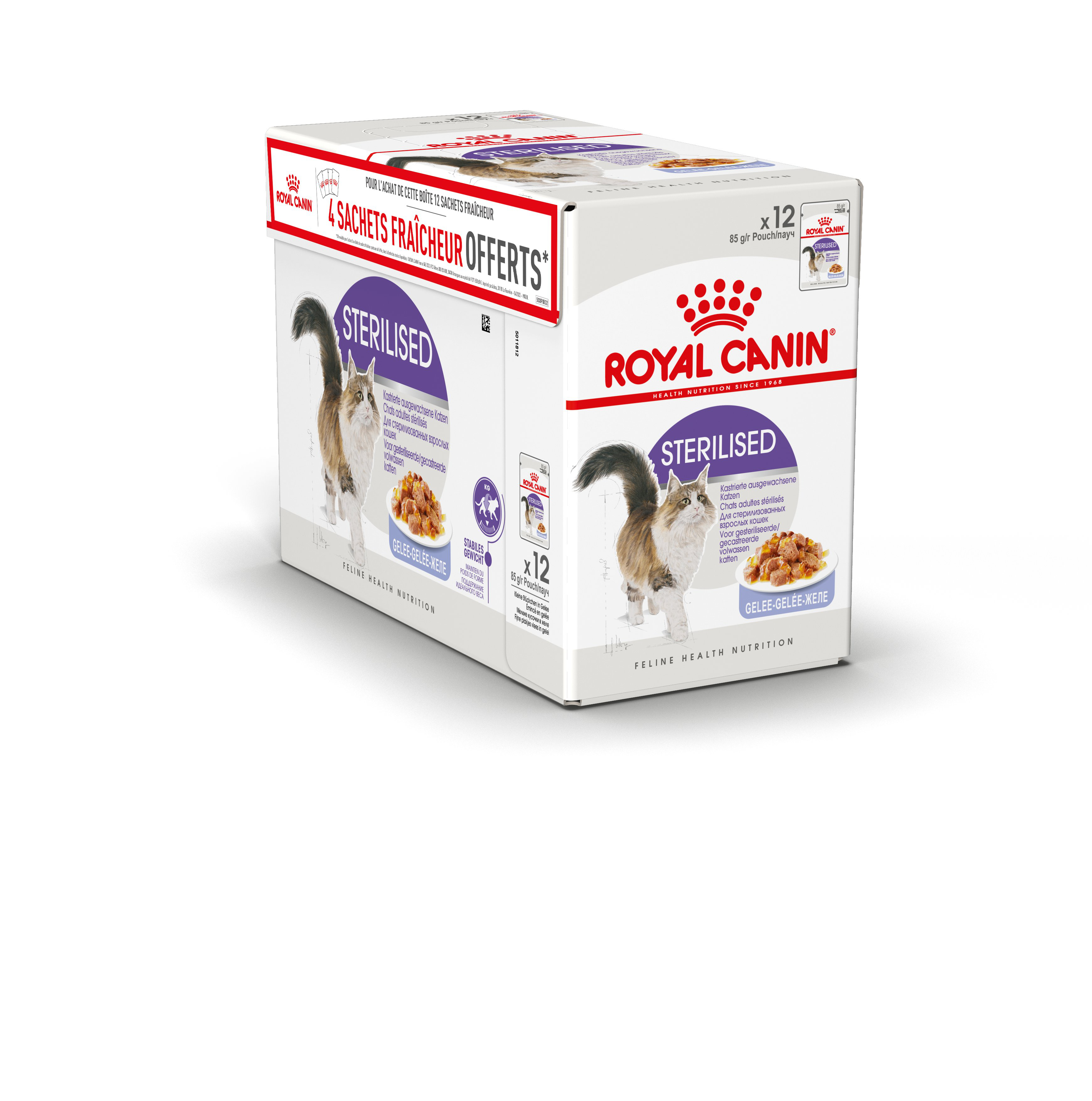 Royal Canin - Bouch&eacute;es en Gel&eacute;e Sterilised pour Chats - 12x85g dont 4 Gratuits Image num&eacute;ro 1