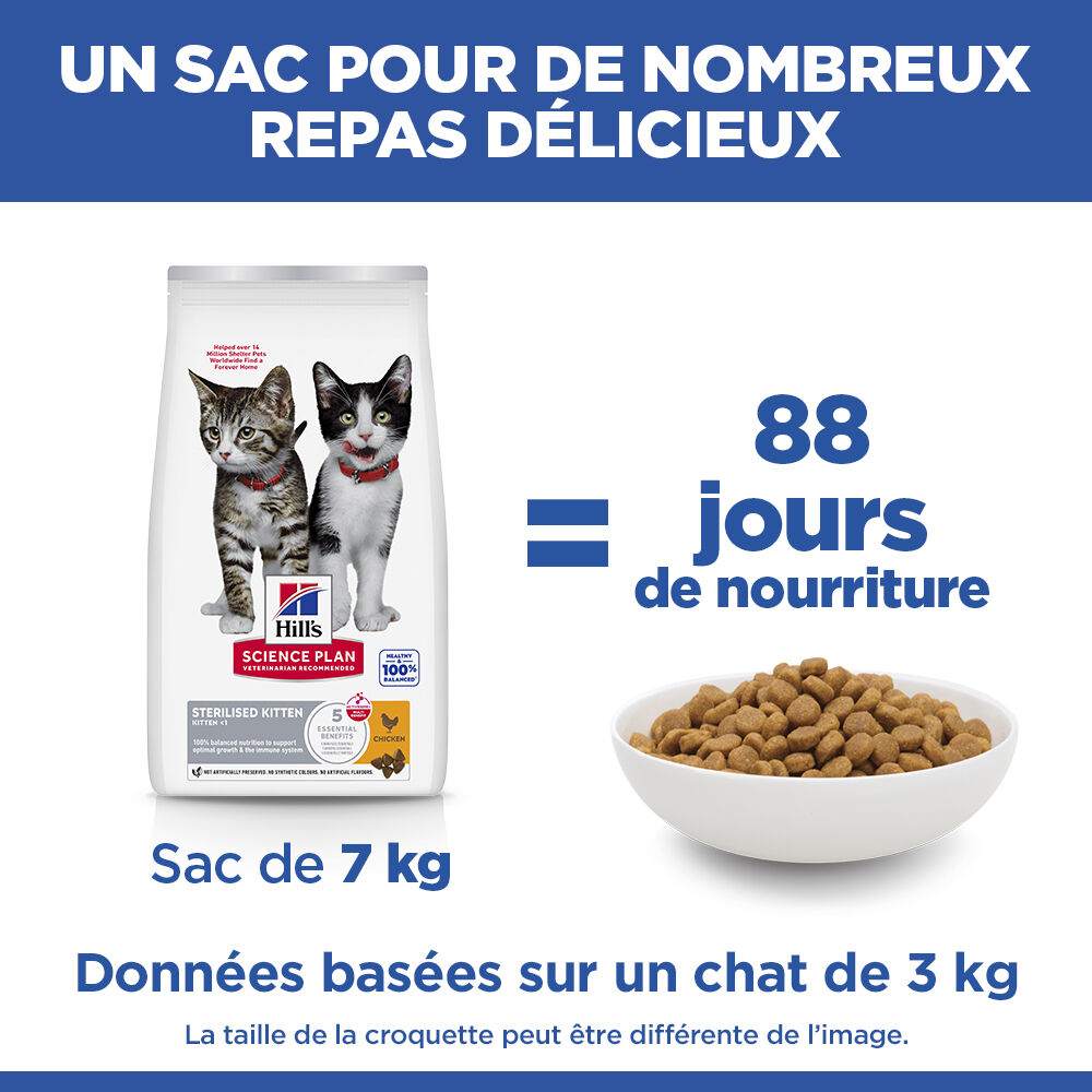 Hill's Science Plan - Kitten Sterilised Cat Croquettes Pour Chaton St&eacute;rilis&eacute; Au Poulet  - 300g Image num&eacute;ro 8