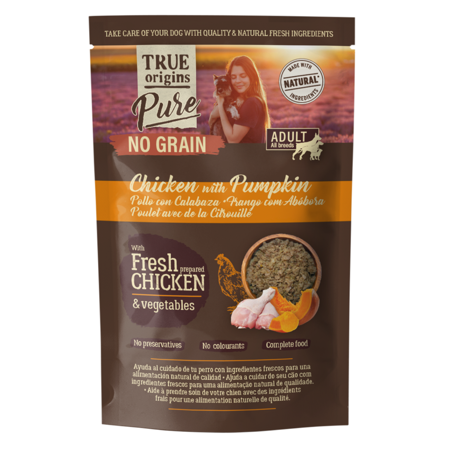 True Origins Pure - P&acirc;t&eacute;e sans C&eacute;r&eacute;ales Poulet & Citrouille pour Chiens - 300g Image num&eacute;ro 1