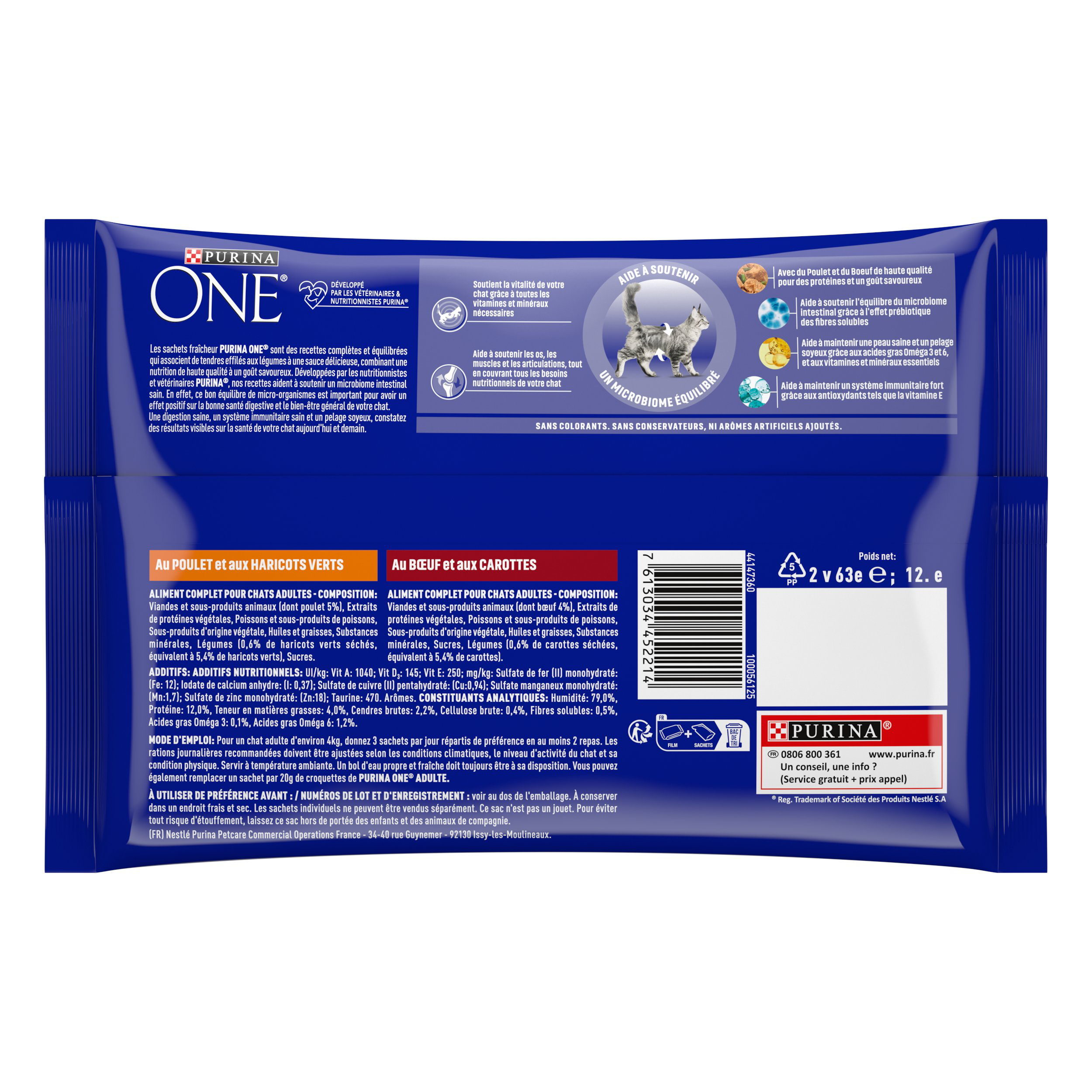 PURINA ONE - Sachets fra&icirc;cheurs Poulet et Boeuf pour Chats - 4x85g Image num&eacute;ro 2