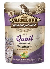 Carnilove - Sachet Fraîcheur Adulte Caille et Pissenlit pour Chats - 85g