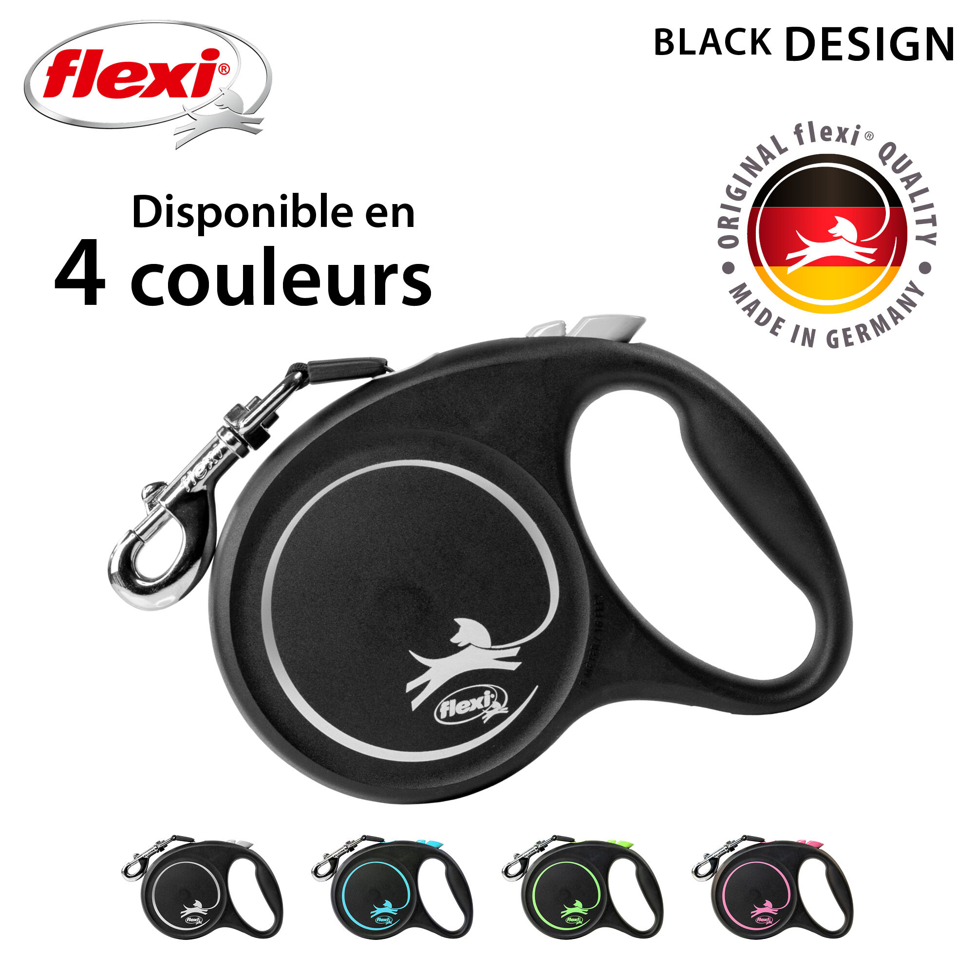 Flexi - Laisse &agrave; Enrouleur Black Design L Sangle pour Chiens - 5m Noir/Bleu Image num&eacute;ro 8