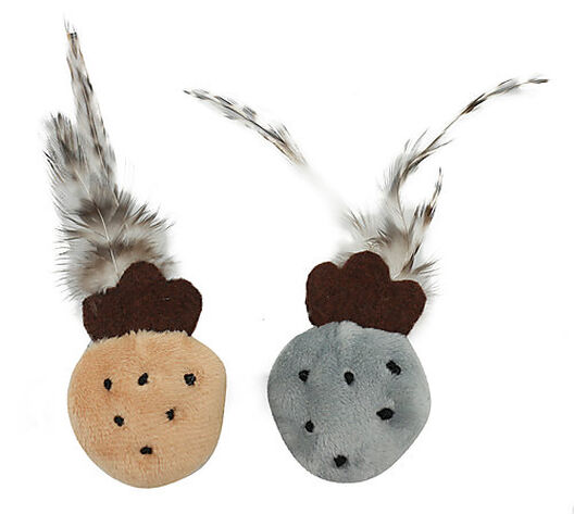 Animalis - Jouet Fraises Plumes Beige et Gris pour Chat - x2 image number null