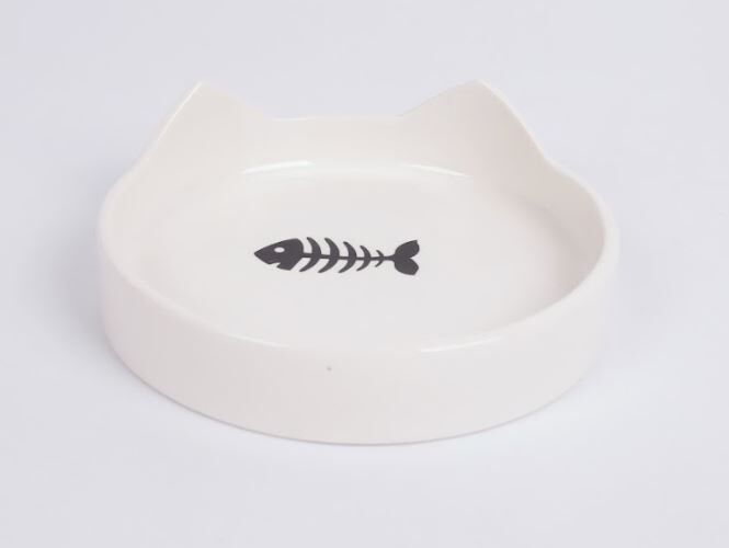 Leeby - Gamelle Forme Chat C&eacute;ramique 13cm pour Chats - Blanc Image num&eacute;ro 1