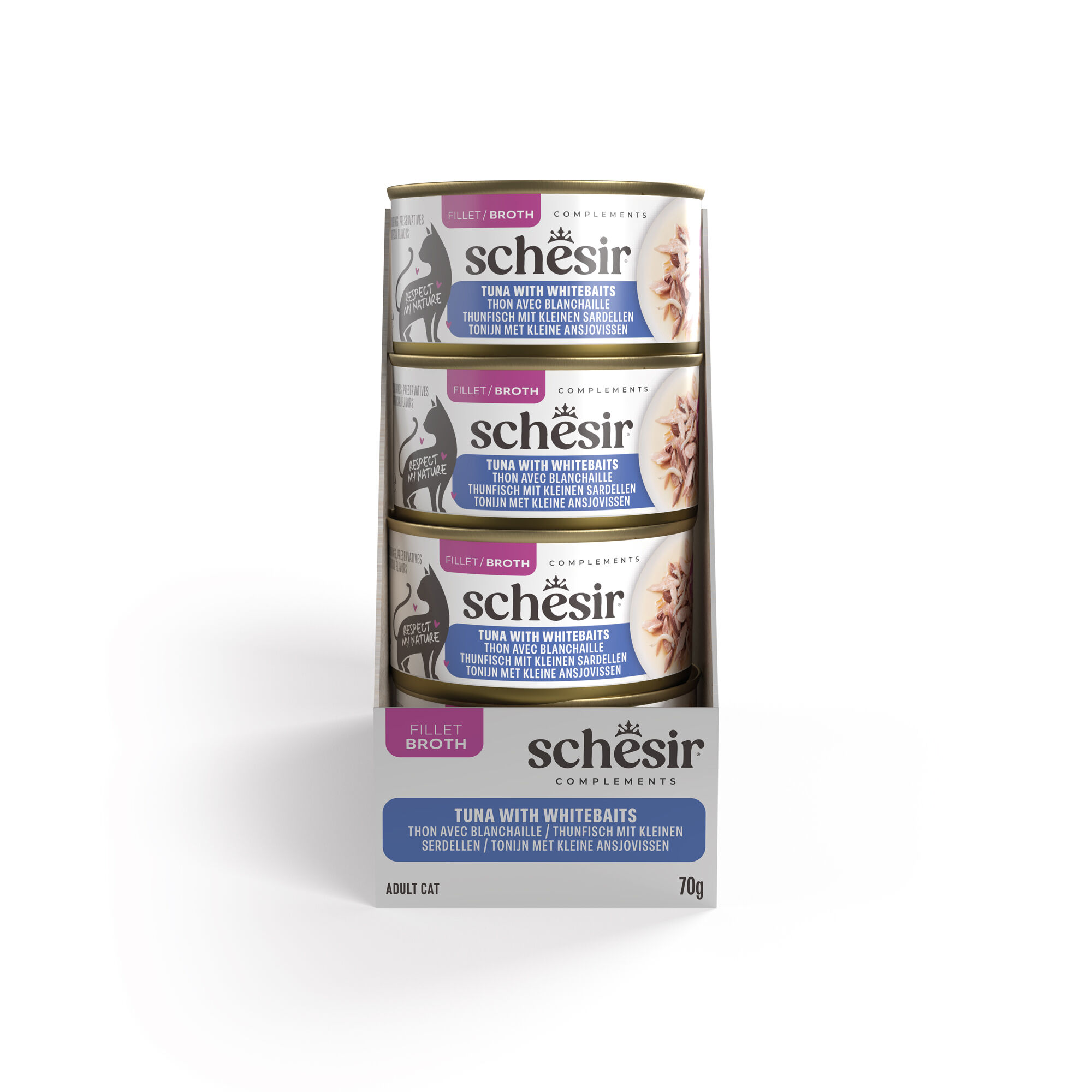 Schesir - Bo&icirc;te P&acirc;t&eacute;e au Thon avec Blanchailles en Bouillon pour Chat - 70g Image num&eacute;ro 4