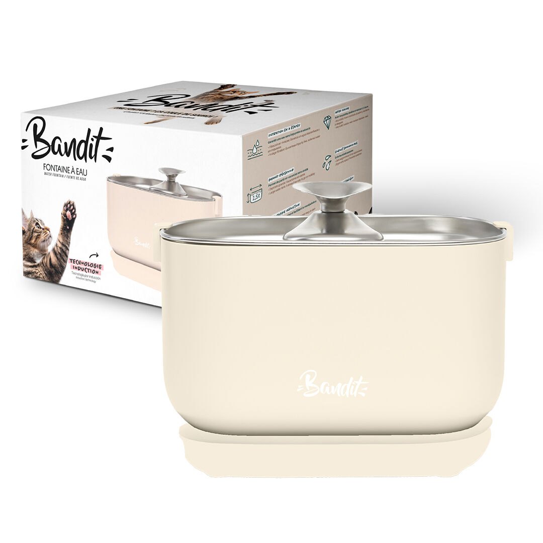 Bandit - Fontaine &agrave; Eau Filaire 2,5L pour Chats - Cr&egrave;me Image num&eacute;ro 1