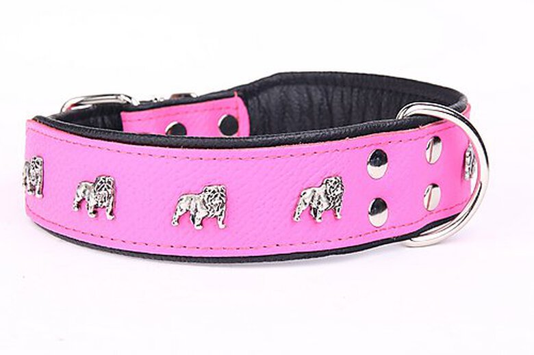 Yogipet - Collier Super Bulldog Cuir pour Chien - Rose image number null