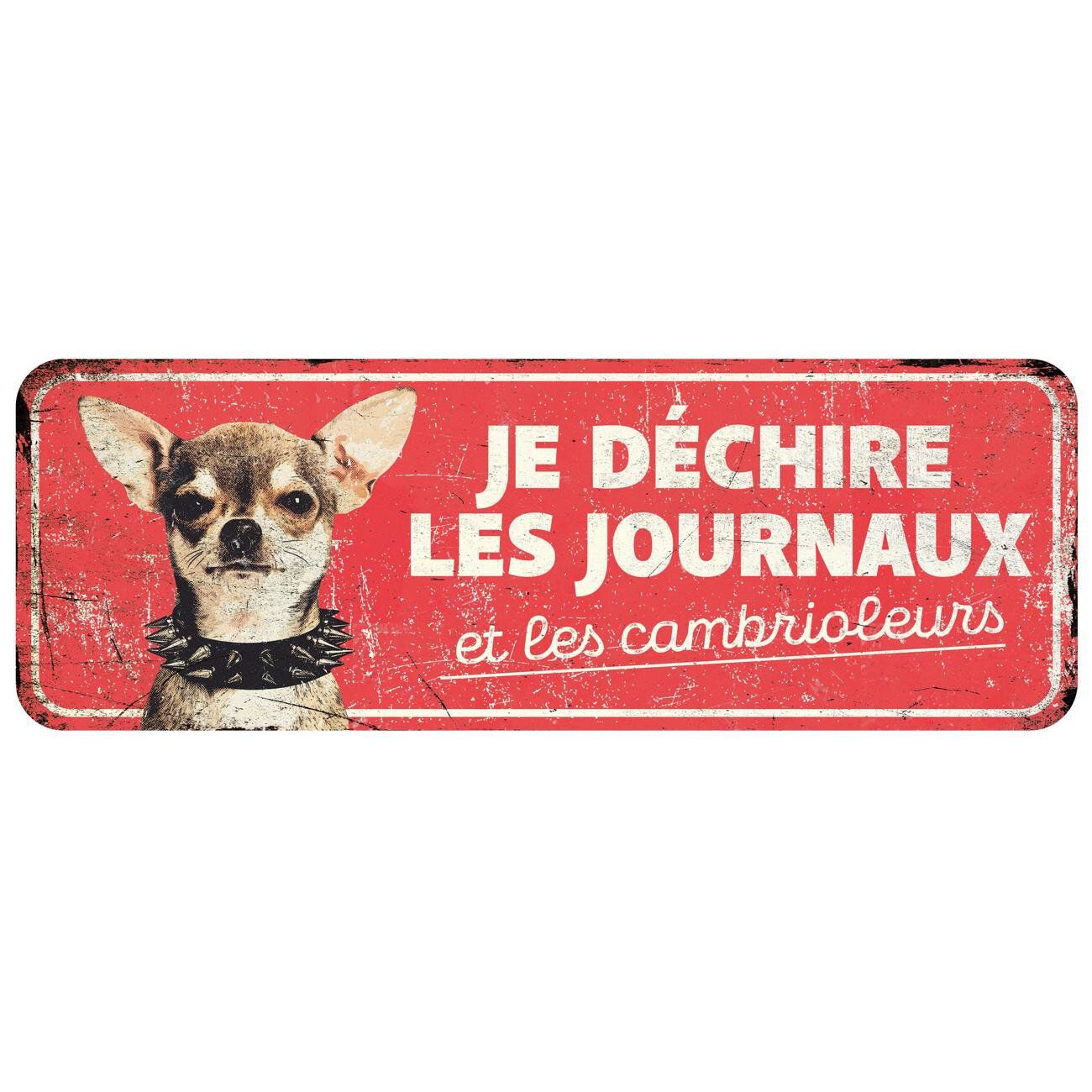 D&D - Panneau d'avertissement chihuahua - 40 x 13 x 03 cm rouge Image num&eacute;ro 1