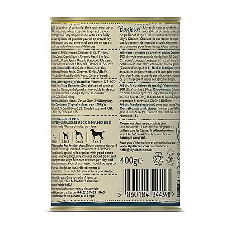 Lily's Kitchen - Recette Cocotte au Poulet et à la Dinde pour Chiens - 400g Image numéro 3 Lily's Kitchen - Recette Cocotte au Poulet et à la Dinde pour Chiens - 400g Image numéro 3