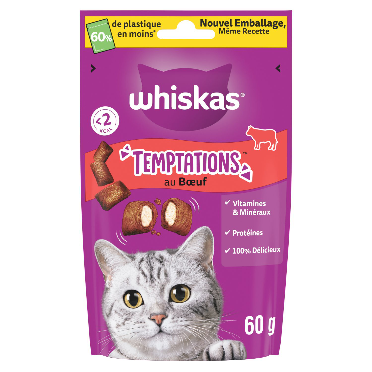 Whiskas - Friandises Temptations au B&oelig;uf pour Chats - 60g Image num&eacute;ro 1