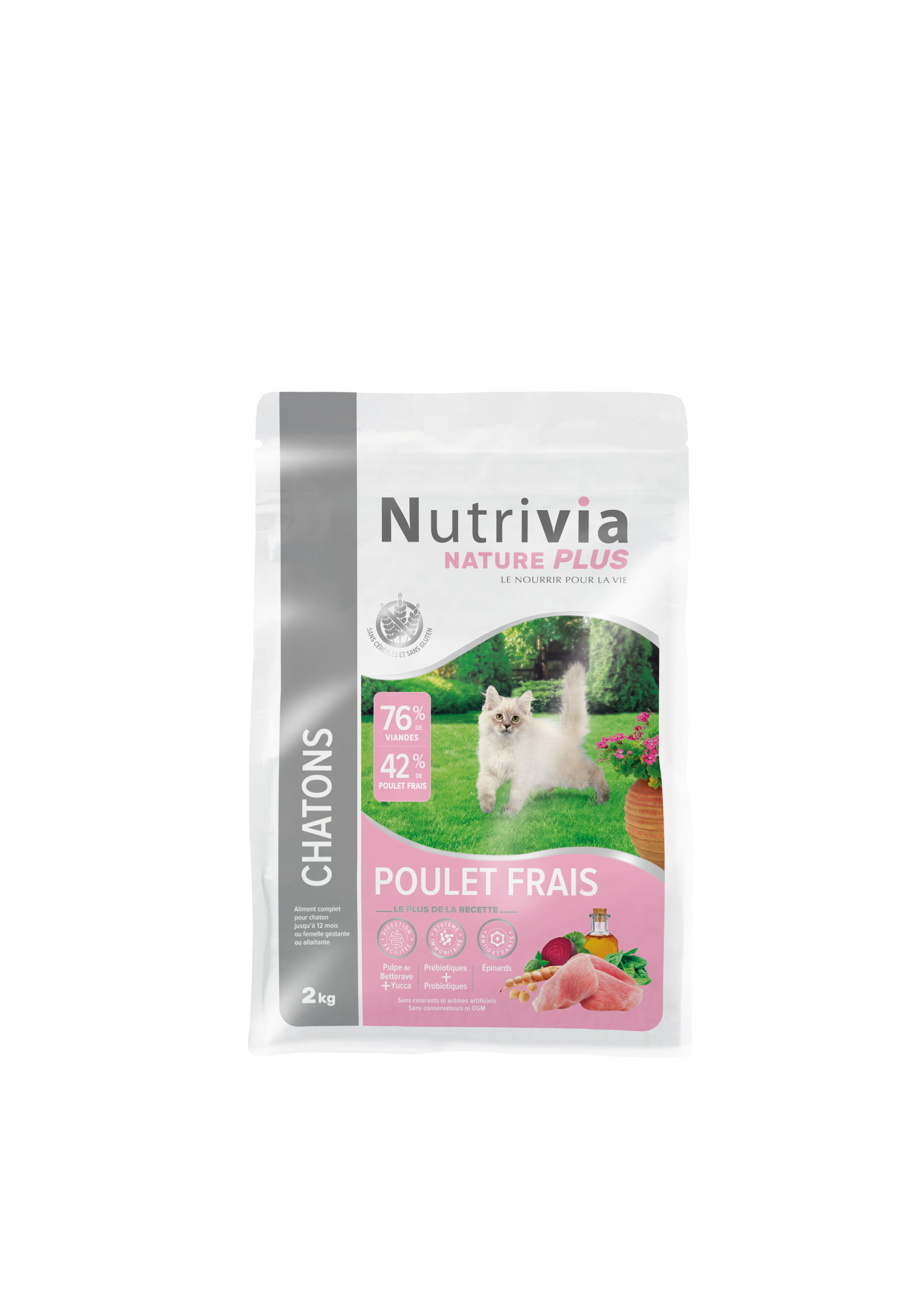 Nutrivia Nature Plus - Croquettes Naturelles au Poulet pour Chatons - 2kg Image num&eacute;ro 1